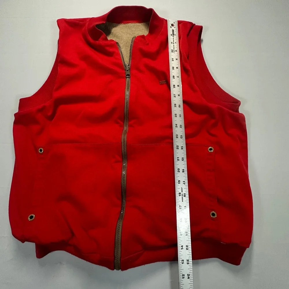 Vintage Russell Athletic Red Full Zip Thermal Lined Vest Mens Large Gorpcore